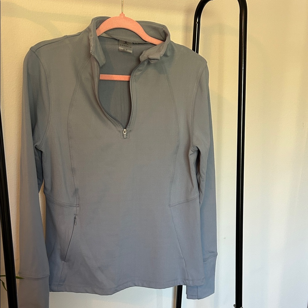 Danskin Sky Blue Long Sleeve Quarter-Zip Top